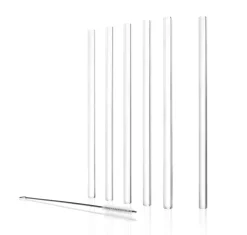 6 Glas-Trinkhalme & Bürste | Stölzle Lausitz | Klar - 20 cm