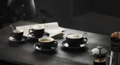 Cappuccino Tasse groß - Italia Black | Schwarz - 280 ml (6 Stk)