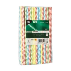 Cocktail Papierstrohhalm "Zig-Zag" | Ø 6 mm x 20 cm - Papstar Pure (100 Stk)