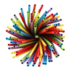 Cocktail Papierstrohhalm | Bunt - Ø 6 mm x 20 cm - Papstar Pure (100 Stk)