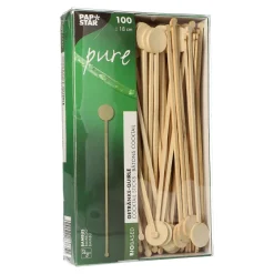 Getränke-Quirle "Coin" | Bambus - 18 cm - Papstar Pure (100 Stk)