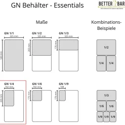GN 1/4 Behälter - Edelstahl - GN Essentials | 6,5 cm