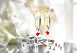 Sektglas L'amour - rote Herzen | Stölzle Lausitz | 2 Stück