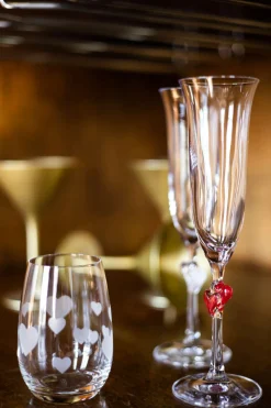 Sektglas L'amour - rote Herzen | Stölzle Lausitz | 2 Stück