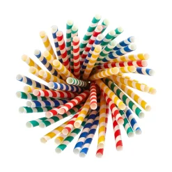 Shake Papier-Trinkhalm | Gestreift - Ø 8 mm x 21 cm - Papstar Pure (100 Stk)