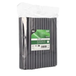 Shake Papier-Trinkhalm | Schwarz - Ø 10 mm x 21 cm - Papstar Pure (100 Stk)
