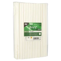 Shake Papier-Trinkhalm | Weiß - Ø 8 mm x 25 cm - Papstar Pure (100 Stk)