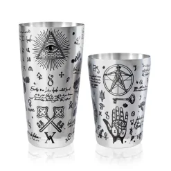 Tin-in-Tin Cocktail Shaker - Kenko Tattoo | Alchemy verziert