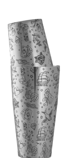 Tin-in-Tin Cocktailshaker | Tattoo Verzierung