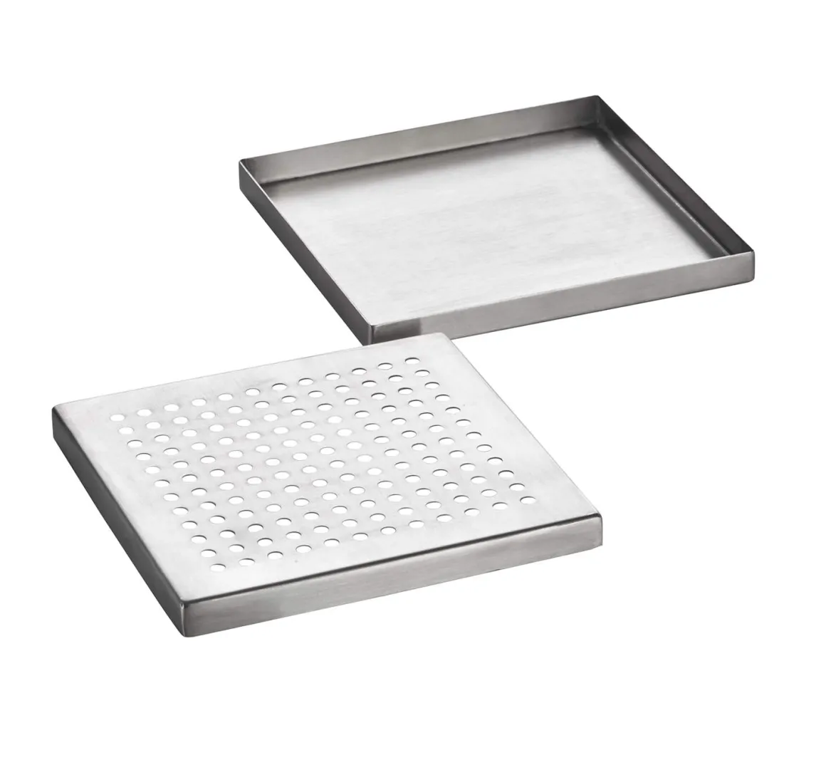 Tropfbleck klein - Edelstahl | 15,5 x 15,5 cm